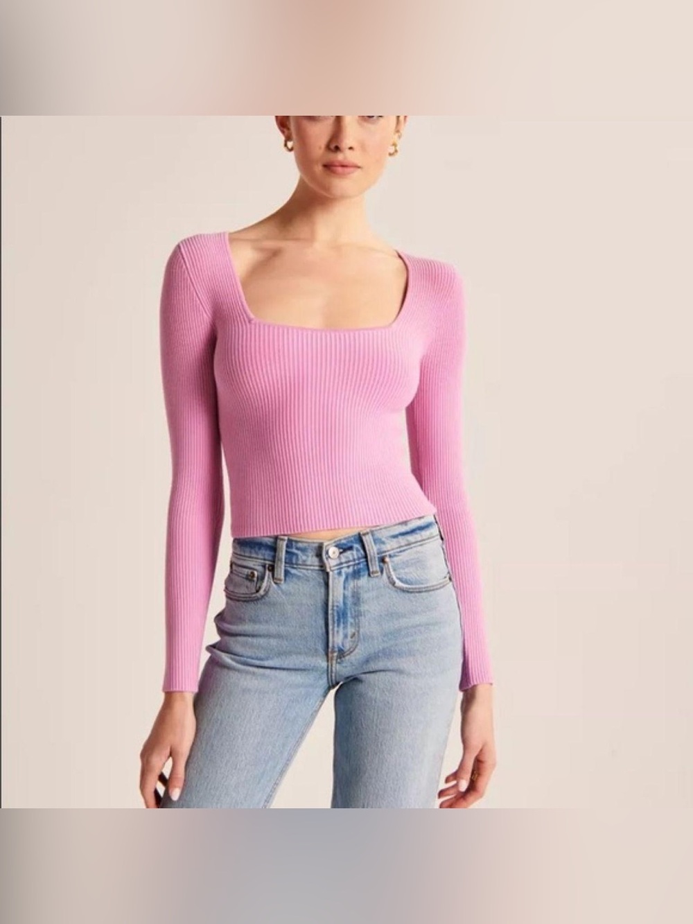 Abercrombie & Fitch Square Neck Long Sleeve Top